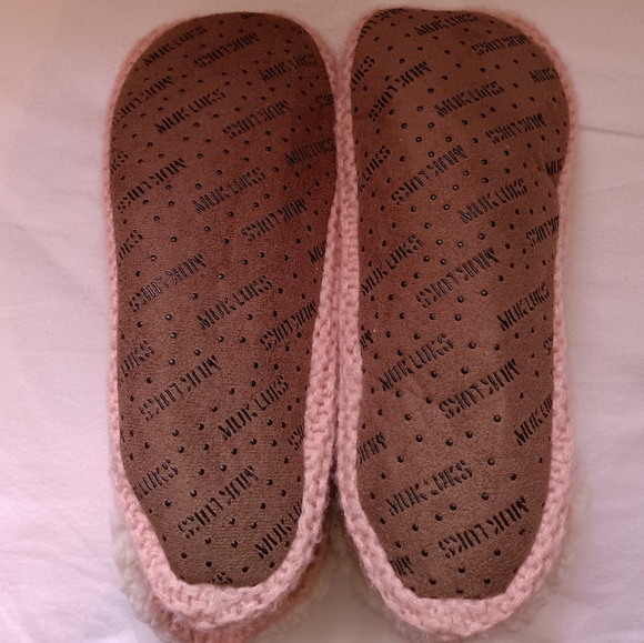 MUK LUKS | SHEA INFUSED Sherpa Dusty Pink Knit Slipper Size Womens L-XL 8.5-11 - Picture 6 of 8